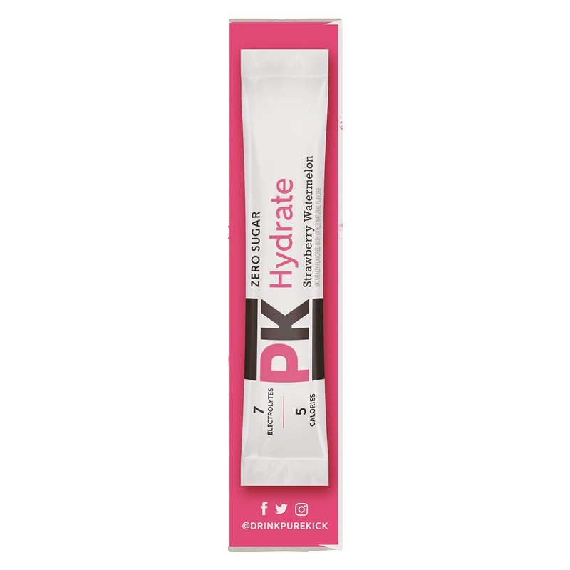 PURE KICK Hydration Singles To Go Drink Mix, Strawberry Watermelon,