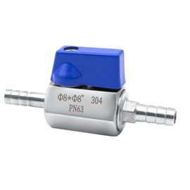 PWGHWG Stainless Steel Ball Valve, 8 mm Barb Shut-off Valve, Pagoda Joint for Water, Gas, Oil, Fuel (8 mm)