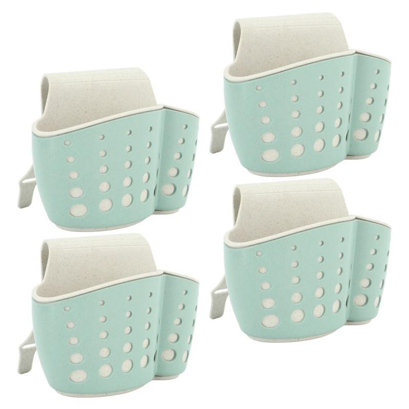 4Pcs Sink Sponge Holder PP 2 Layer Adjustable Strap Soap