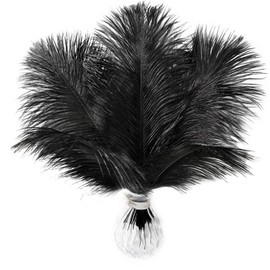 Soarer Black Large Ostrich Feathers - 15 pcs 12-14inch Craft Feathers for Gatsby Wedding Party Centerpieces,Flower Arrangement and Home Decoration.(Black)