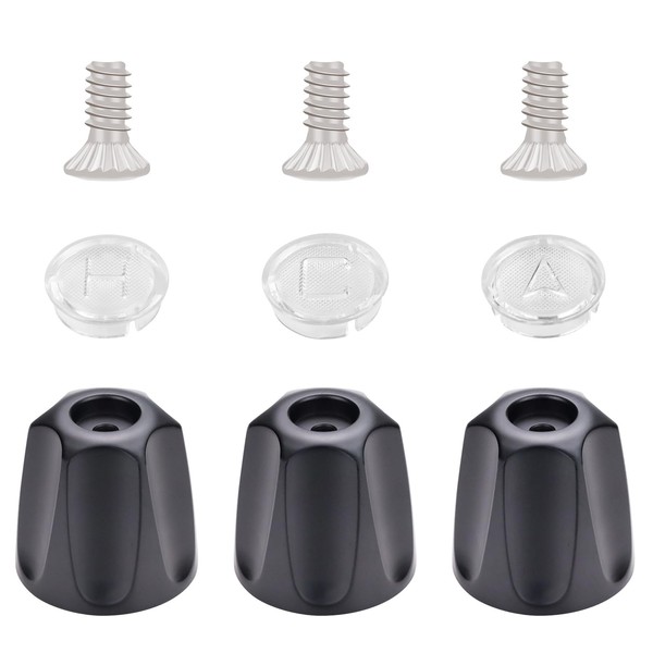 Duschknauf-Ersatz, schwarzer Duschgriff, Duschgriff-Ersatz, 3 Knöpfe, Duschwannen-Wasserhahn-Set beinhaltet 1 x