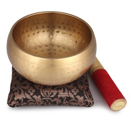 Tibetan Singing Bowl - 4.5 Inch Singing Bowl Set with Mallet and Cushion, Beautiful Sound for Healing, Yoga, Meditation and Relaxation
