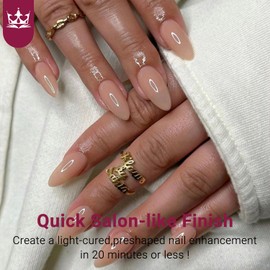 KQueenest Soft Gel Nail Tips Natural Nude Press on Nails Medium Almond Full Cover Gel Tips Kit Short Stiletto, Easy Fake Nails Press ons Acrylic Nails Extensions for Women Manicure