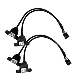 Seadream Dual USB 2.0 A Female Panel Mount to 9 Pin Header Motherboard Y Splitter Cable Adapter,2Pack Motherboard Internal 9pin Pitch 2.54mm to Dual USB 2.0 A Female Screw Lock Panel Mount Cable