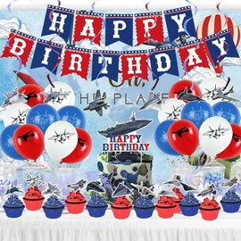 Fighter Jet Aircraft Party Supplies - Air Force Birthday Decorations - Airplane Hanging Swirl Fighter Jet Decorations
