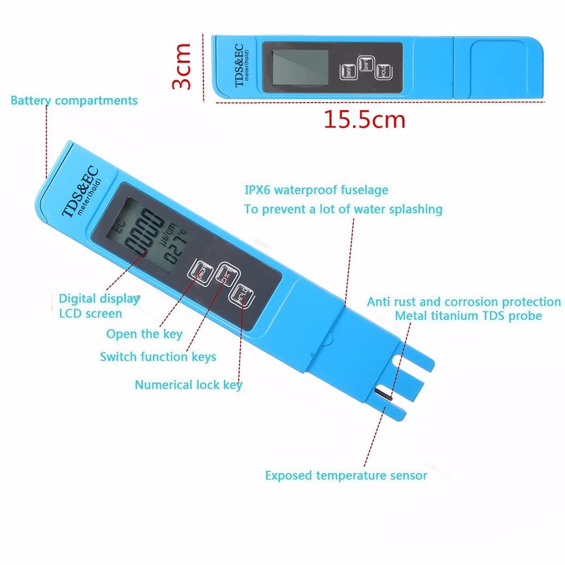DollaTek 3 in 1 Digital LCD Portable TDS EC Tester