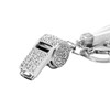 Whistle Keyring High Grade Rhinestone Crystal Pendant Key Chain Gift(Silver)