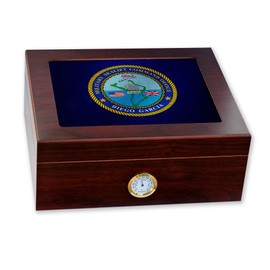 ExpressItBest Premium Desktop Humidor - Glass Top -US Military Sealift Command (MSC) of Office Diego Garcia