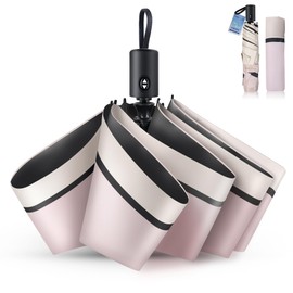 Parasol, UV Protection, Heat Blocking, One-Touch Automatic Opening/Closing, (2025 New, Adopts Reflective Cooling Materials, JIS Certified), Folding Parasol, 100% Light Shade, Lightweight, 6 Ribs