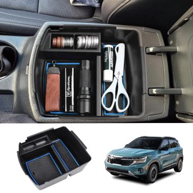 RUNROAD Center Console Organizer Tray Compatible with 2020 2021 2022 2023 2024 2025 Kia Seltos Accessories, ABS Insert Tray Secondary Storage Box Holder Blue