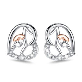 SOLOLIKE Gymnastics Gifts Heart Stud Earrings for Women: Sterling Silver Fashion Dance Earring for Women Ballerina Gymnast Earrings - Birthday Christmas Jewelry Gift for Sport Ballerina