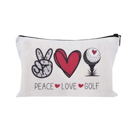 Sisadodo Golf-Themed Travel Makeup Bag for Golf Lovers Fans Birthday Gifts Bag for Golf Dad Mum Cute Cosmetic Organiser Pouch with Zipper Peace-Love-Golf Toiletry Zip Lock Storage Bags for Women Men
