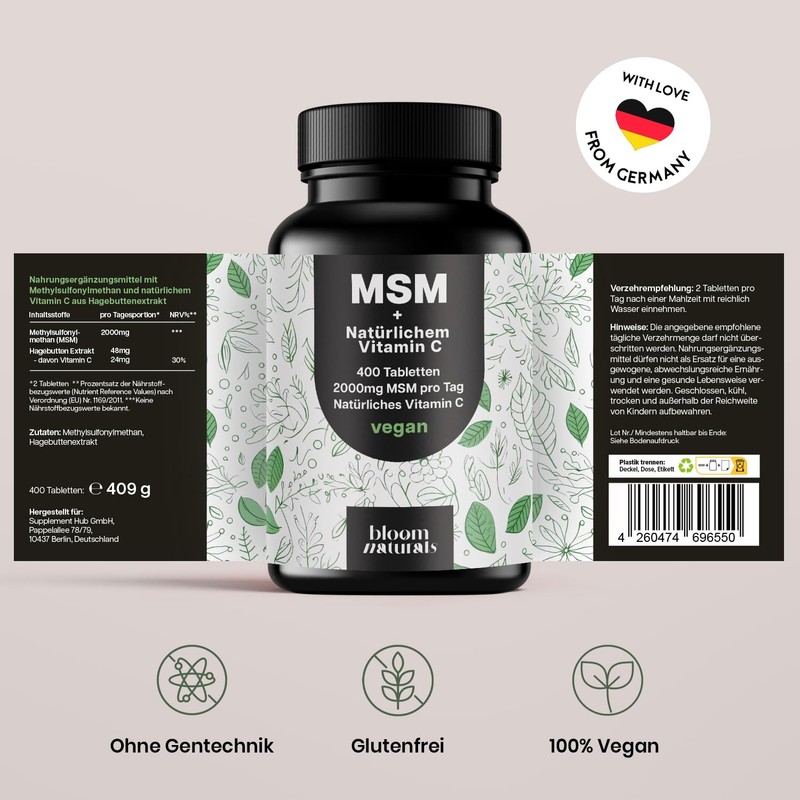 MSM Capsules High Dose - 400 Tablets - 2000 mg