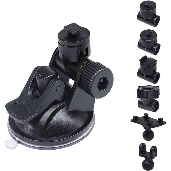 iSportgo S40 Dash Cam Suction Cup Mount [Third Generation] 360 Degree Rotation Suction Cup Holder Bracket with 10+ Different Adapters, Compatible with Rexing, Old Shark, Yi, TOGUARD, Compark, Kingslim, Crosstour and most other dash cameras