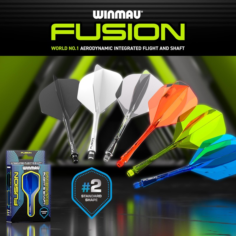 WINMAU Fusion Black Intermediate Integrated Dart Flight and Shaft System