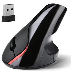 MOYAC Mouse Inalámbrico Ergonómico con 6 Botones, Ratón Vertical con Protección de Muñeca de 2,4 GHz, dpi Ajustable (800/1200/1600), Conexión Estable, Compatible con Windows, Mac