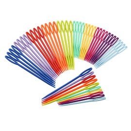 50 Pcs Plastic Sewing Needles, iFergoo 25 Pcs 3.5" Colorful Large Eye Crafts Needles and 25 Pcs 2.75" Kids Safety Learning Needles for DIY Sewing Handmade Crafts, Kid Weave Education (50)