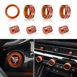 SENSHINE Air Conditioning, Vent Knob Cover for Honda Civic Accessories 2022 2023 2024 2025 for Honda CRV 2023 2024 2025 Start/Stop Push Button Ring,Control Knob Button, Vent Lever Trim 10Pcs(Orange)