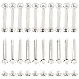 CEEYSEE 50Pcs(25Set) Silvery Chicago Screws Assorted Kit M5 x 45mm Nail Rivet Chicago Button for DIY Leather Decoration Bookbinding Round Flat Head Stud Screw (M5 x 45mm)