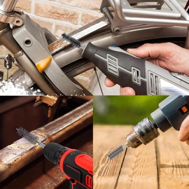 KEWAYO Pack of 12 Drill Brush, Cleaning Brush, Brass 8-19 mm, Stainless Steel, Wire Brush, Hexagonal Shank, 1/4 Inch, for Electric Drill