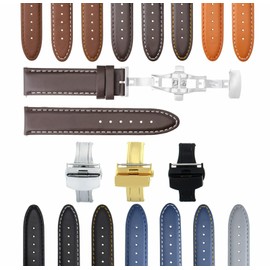 Ewatchparts 18-19-20-22-24mm Genuine Leather Watch Band Strap Smooth With Clasp Compatible With Montblanc
