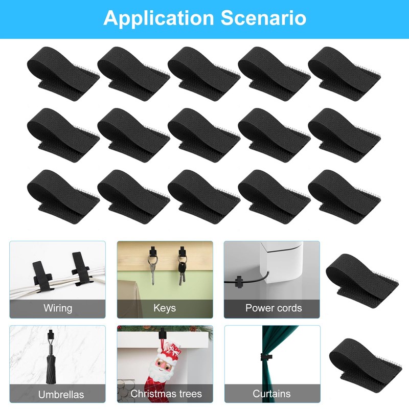 APOMOONS 50 Pcs Under Desk Cable Management, Hook and Loop