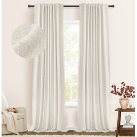 100% Blackout Shield Blackout Curtains for Bedroom Faux Linen Black Out Curtains 96 inch Length 2 Panels Set, Back Tab/Rod Pocket Thermal Insulated Curtains with Black Liner, 50''W x 96''L, Beige