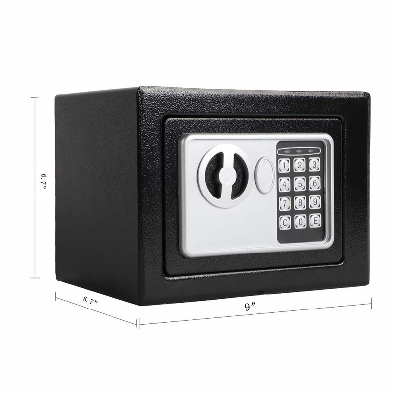 Mini Wall-in Style Electronic Code Metal Safe Box, 9.1"L x