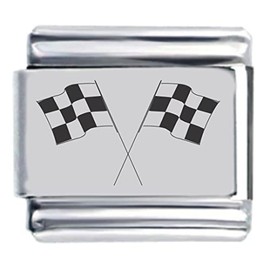 Checker Flags Laser Italian Charm