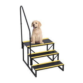 3 Step RV Stairs with Handrail, Hot Tub Steps Metal with Non-Skid Tapes, Portable Stairs Steps for RV, Mobile Home Stairs Travel Trailers, Camper, Hot Tub, Ground-Pool for Indoor & Outdoor