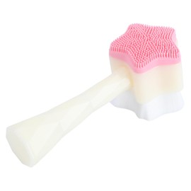 WOONEKY Facial Brush Head Double-sided Cleansing Brush Skin Care Tool Gentle Exfoliation Ergonomic Handle Portable for Women White