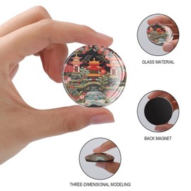 Evans1nism Chinoiserie Charcoal Coral Glass Magnets Refrigerator Ethnic Style Small Magnets Whiteboard Magnets Exotique Refrigerator Magnets for Whiteboard Fridge Kitchen Office