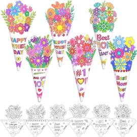 Fancy Land 24 Pcs Mothers Day Crafts for Kids Classroom Color Your Own Bouquet DIY Coloring Craft Kits Activities Mother’s Day Gifts