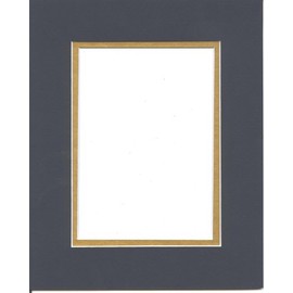 18x24 Navy Blue & Gold Double Picture Mat, Bevel Cut for 13x19 Picture or Photo