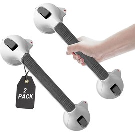 Joey&Viggy Heavy Duty Suction Grab Rail for Bathroom, Grab Handle, Grab Bar, Shower Grab Rails for Elderly, Bath Handles, Hand Rails for Elderly, Suction Shower Handle (Pack of 2)