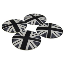 4X Black/Grey Union Jack UK Flag Wheel Center Cap Cover Compatible with Mini Coopers R50 R51 R52 R53 R55 R56 R57 R58 R59 R60 R61 F55 F56