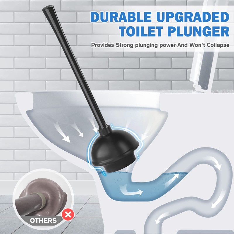 Toilet Plunger and Brush with Holder, Bowl Brush and Heavy