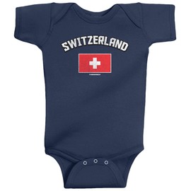 Threadrock Unisex Baby Switzerland Swiss Flag Bodysuit 6M Navy