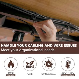 50Pcs Adhesive Cable Management Ties Extra Screw & Hole,Multi-Purpose Wire Organizer Adjustable Nylon Cable Straps Cord Holders for Home and Office Desk Organization Black