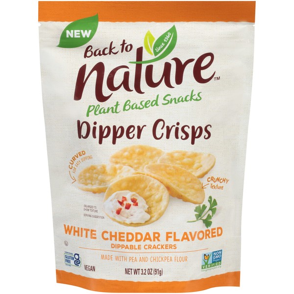 Back To Nature White Cheddar Dippers Crisps, 3.2 onzas