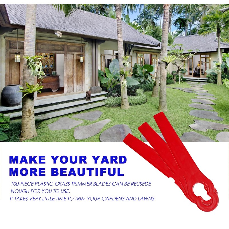 Amazleer 100 x Plastic Grass Trimmer Blades for Stihl Polycut