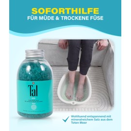 Tal® MED Fußbadesalz 380g – Natürliches Totes Meer Salz für müde & trockene Füße | Hilft bei Hautproblemen & Fußgeruch | Fußbad Zusatz mit Olivenöl & Kiefernadelöl