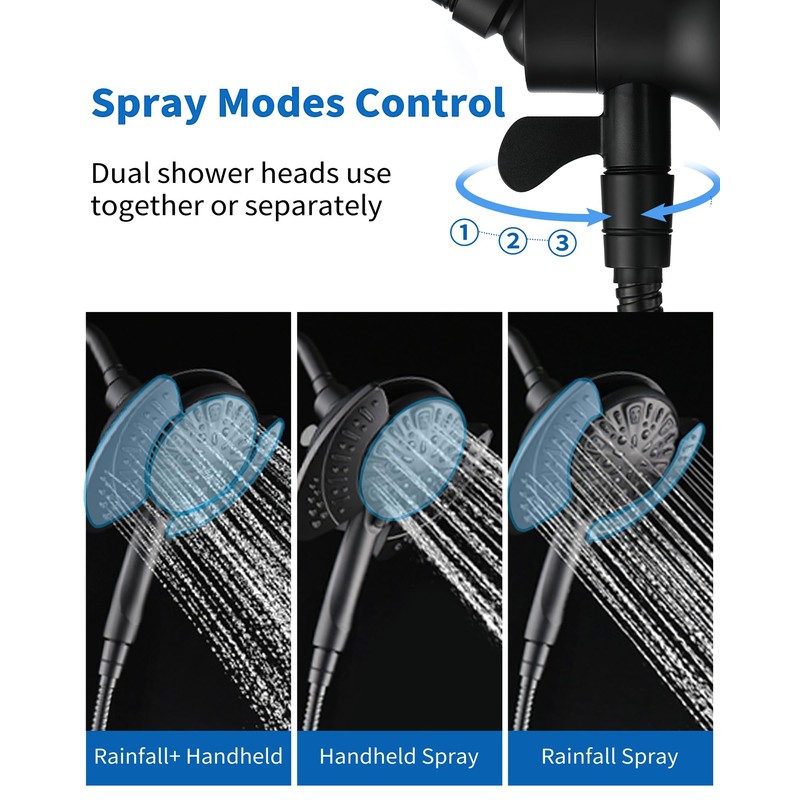 INAVAMZ 2-in-1 Shower Head with Handheld Combo: 2.5GPM Rainfall &
