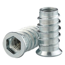 Composite sleeve with hexagon socket and wide collar made of galvanised steel, screw-in nut, screw-in sleeve, threaded sleeve, threaded insert, wood insert (pack of 10, M8 x 24 mm)
