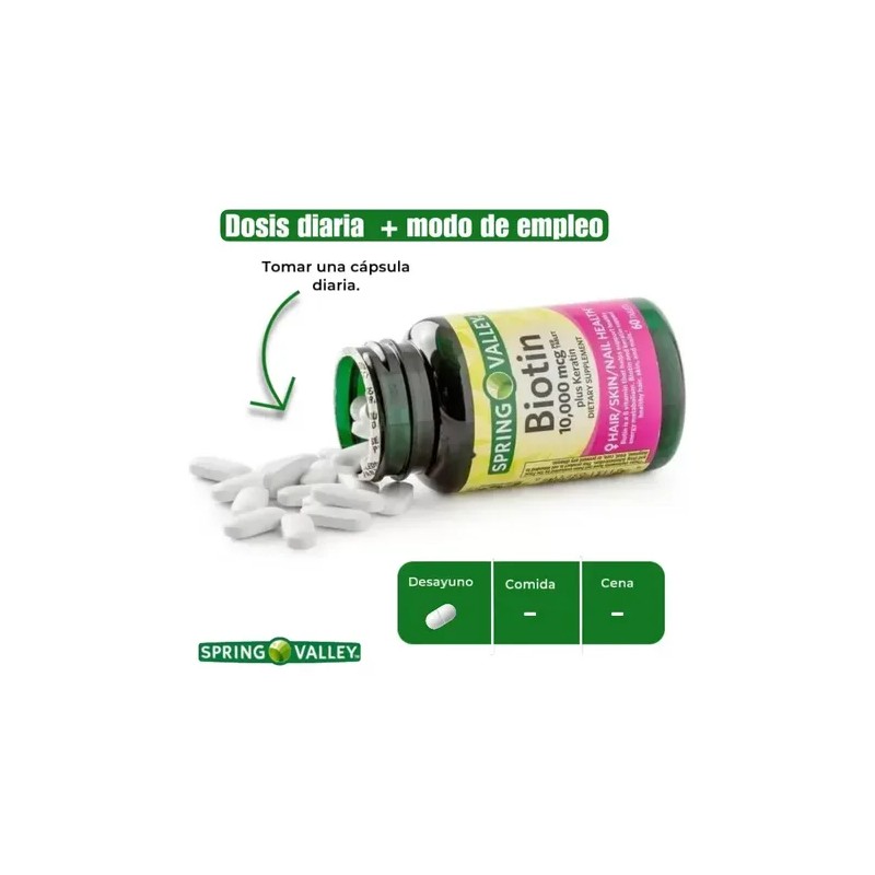 Biotina Premium Piel Cabello Uñas 10,000mcg 60 Caps