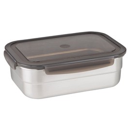 STENCOC Stainless Steel BPA Free Rectangular Leakproof Airtight Kimchi/Pickle/Salad/Fruit/Food Storage Container Saver (1.5L / 51oz / 8.3") Half-Transparent Lid Stackable