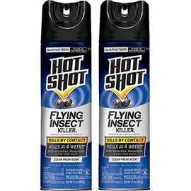 Hot Shot, (Pack of 2 Flying Insect Killer3 (Aerosol), Clean Fresh Scent, 15 Ounce