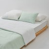 JAJU [JAJU] Crinkle Cotton Contrast Quilt Blanket Q Mint White
