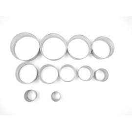JOKUMO 11 Piece Graduated Sizes Fluted Edge Round Pastry/Cookie Cutter Set Heavy Duty 18/8 304 Stainless Steel – Metal Engrave Size –Tin Storage Box for Scones, Pastries, Baking, Desserts, Muffins,