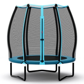 Giantex 55" Trampoline for Kids, Mini Toddler Trampoline w/Enclosure Net, Safety Pad, Outdoor Indoor Kids Trampoline for Boys Girls Gift, Blue